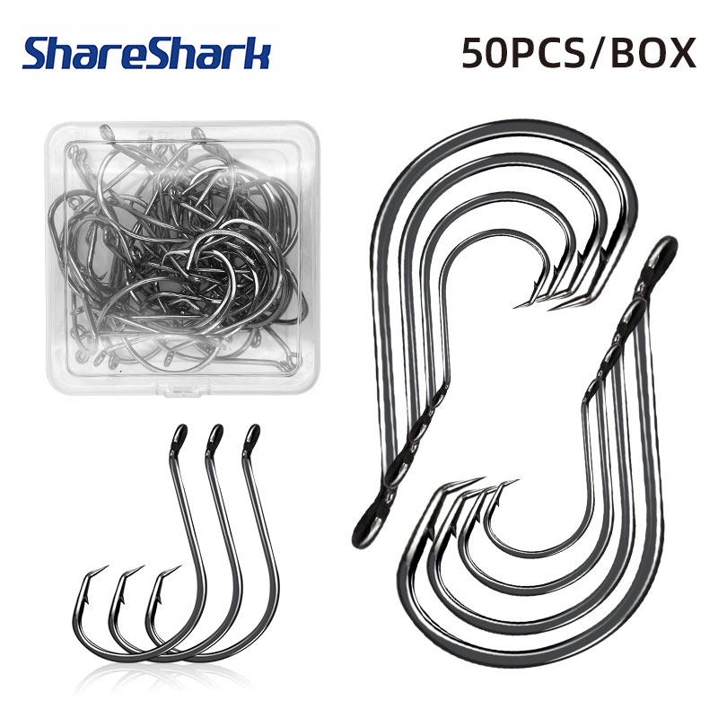 Fishing Hook Circle - ShareShark 50개/박스 7384 고탄소강 문어 낚시