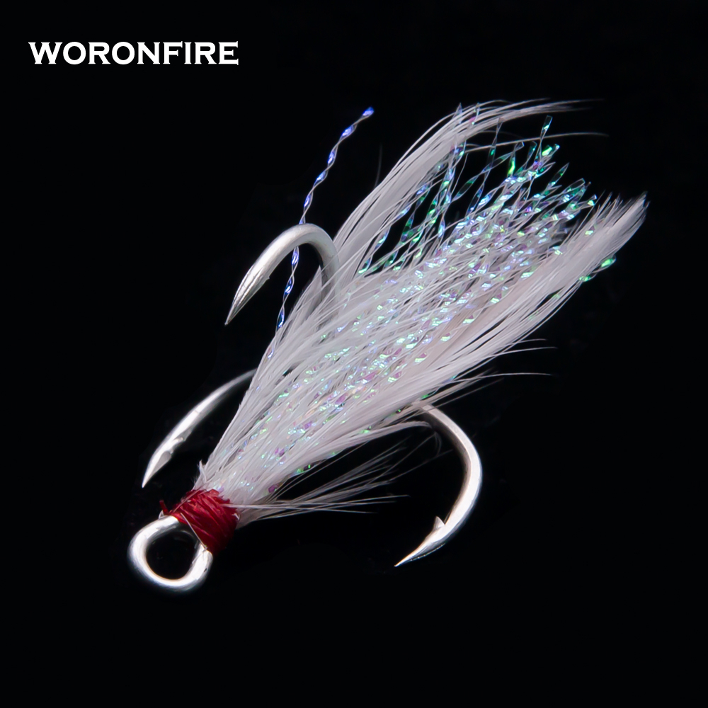 Fishing Hook Offset - 깃털이 달린 10개/몫 두꺼운 트레블 후크